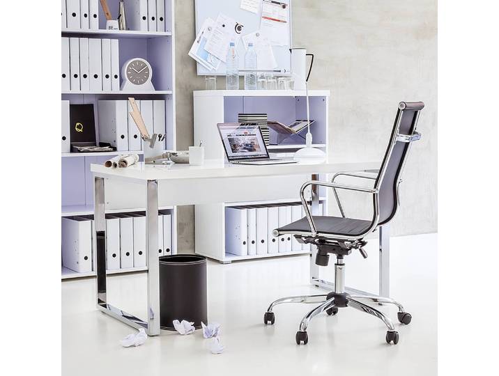 Schreibtisch I 140 x 76 x 70cm Weiß/Silber