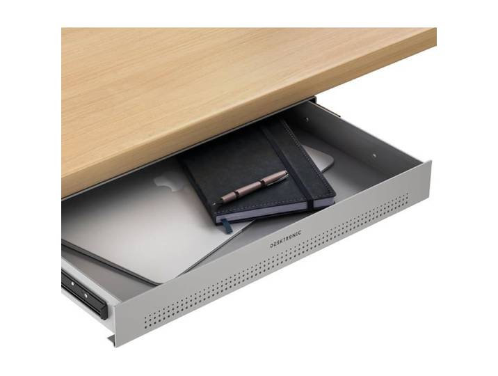Caisson de rangement Desktronic sous bureau en métal - Tiroir caché gris