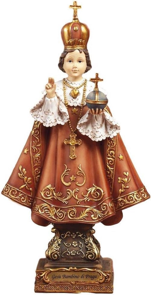 Handgeschilderd Kinder Jezus Beeld Pragse Jezus Decoratie Multicolor - Hoogte: 12 cm
