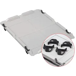 PROREGAL 10x Auflagedeckel Set Eurobox NextGen mit 4 schwarzen Schiebeschnappverschlüssen | BxT 30x40 | Eurobehälter