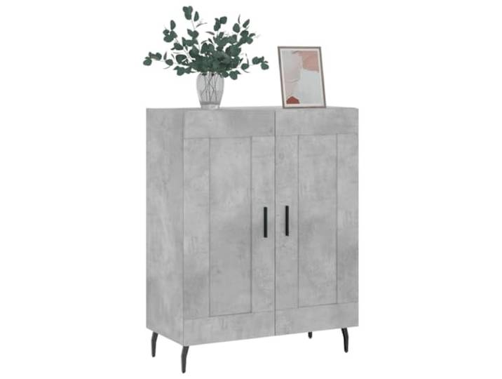 KTHLBRH Anrichte grau Beton 69,5 x 34 x 90 cm Holz mehrschichtig Großer Aufbewahrungsschrank mit viel Stauraum, Ausstellungsfläche für Dekorationen, inklusive Wandbefestigung, Metall