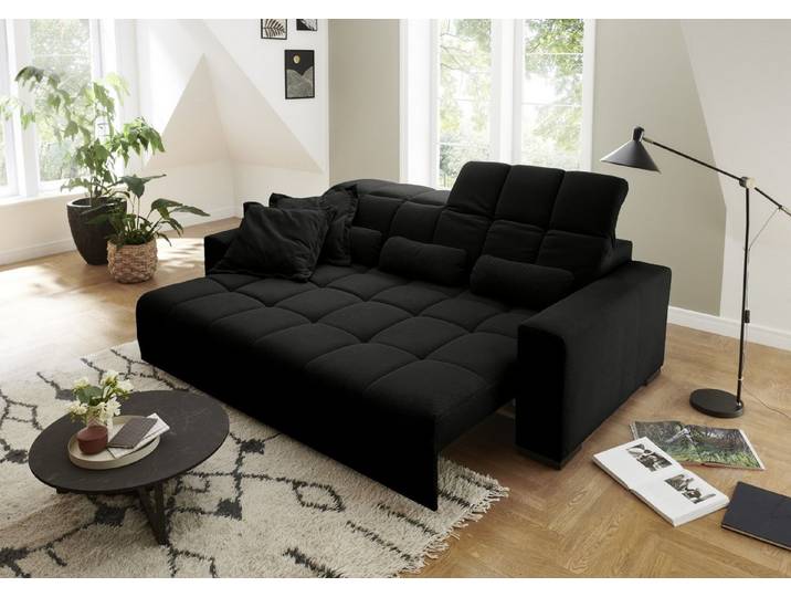 freiraum Big-Sofa Big-Sofa >Maggy< Sitztiefe/Kopfteilverstellung, viele verschiedene, inkl. Verstellungen, Curio schwarz - 242x110x121cm (BxHxT)