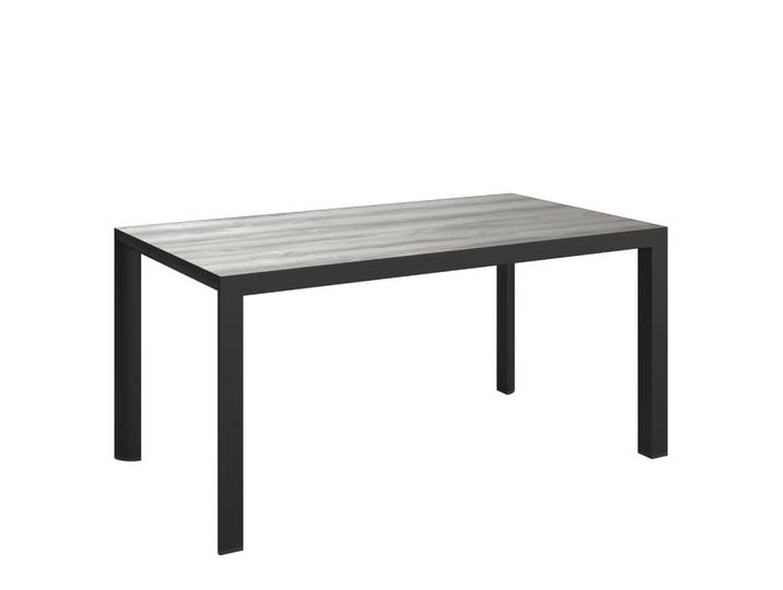 Ambia Garden Gartentisch, Anthrazit, Naturfarben, Metall, Glas, rechteckig, U-Form, 90x75x160 cm, Gartenmöbel, Gartentisch, Gartentische