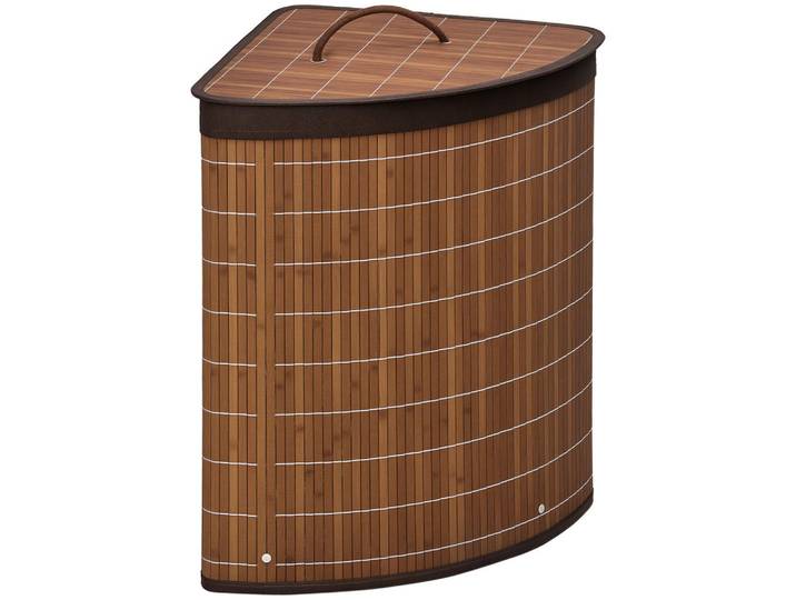ComfortXL Wäschekorb De-18816 Eckdesign mit Deckel & abnehmbarem Beutel Braun, Naturmaterialen, 38x57x38 cm, Haushalt & Reinigung, Wäschepflege, Wäschekörbe & Wäschetonnen