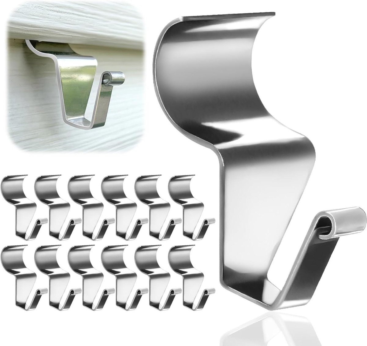 Gevelbekleding Haken - 12 Stuks Vinyl Ophangers - Zilver
