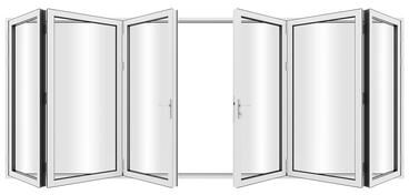 "KaMic 192""×80"" 6 Panels Aluminum Folding Door In White,Folded Out From Dual Open Model #:FD6PWH19280-DO"