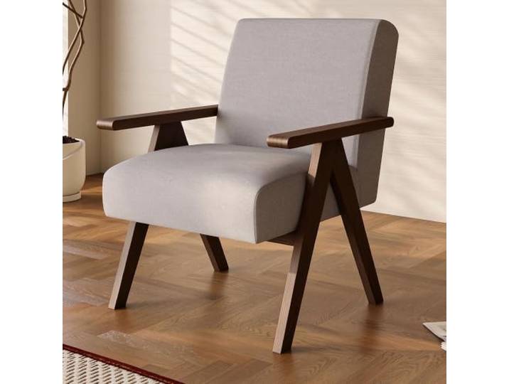 Loungesessel Sessel Vintage Relaxsessel Moderner Gepolsterter Ohrensessel Sessel Stoff mit Armlehnen Retro Stil Einzelsofa for Wohnzimmer/Schlafzimmer/Empfangsbereich(Light gray)