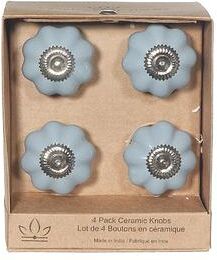 IH Casa Decor Decorative Scalloped Ceramic Knob Set Of 4 Grey