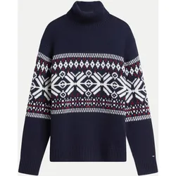 Rollkragenpullover aus Wollmix Blau XL