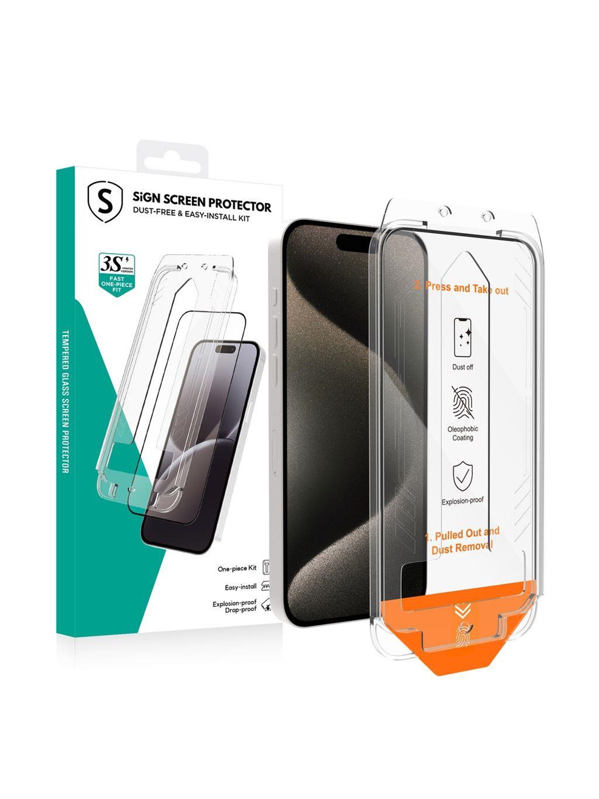 SiGN Screen Protector iPhone 15 Pro - EZ Apply with dust free applicator