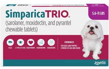 Simparica Trio For Dogs 5.6-11 Lbs (Purple) 3 Chews