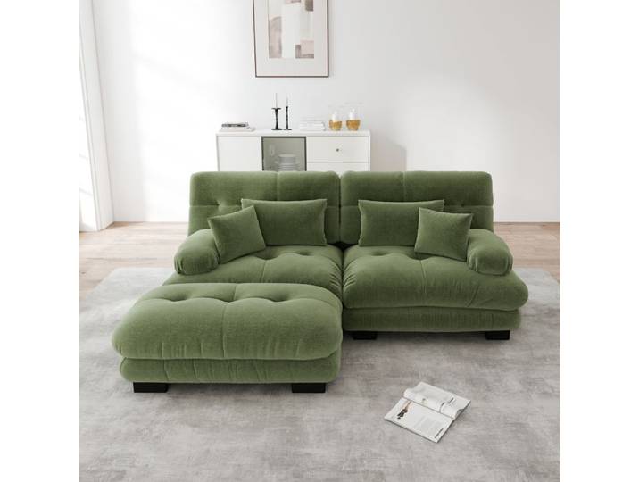 Canapé d'angle - KOMHTOM - Modulaire - Chenille - Confort nuage - 220x145x81 cm