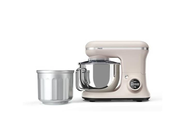 Princess 2-in-1 Küchenmaschine, 5 L, Eismaschinenaufsatz, 1200 W 8 Geschwindigkeitsstufen, Planetarisches Rührsystem, Digitales Bedienfeld, Hebemechanismus, 01.220138.01.001