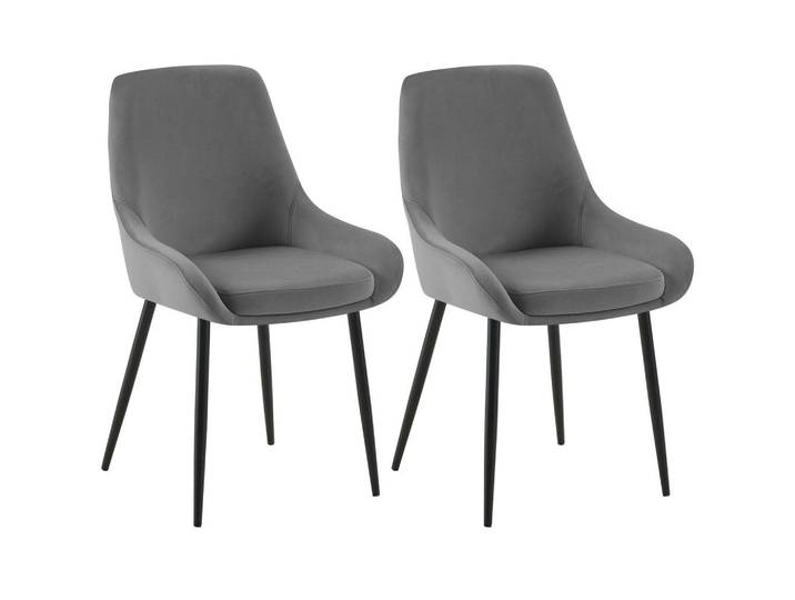 CLP Esszimmerstuhl 2er Set Samt Dunkelgrau, 50x86x53 cm, Esszimmer, Stühle