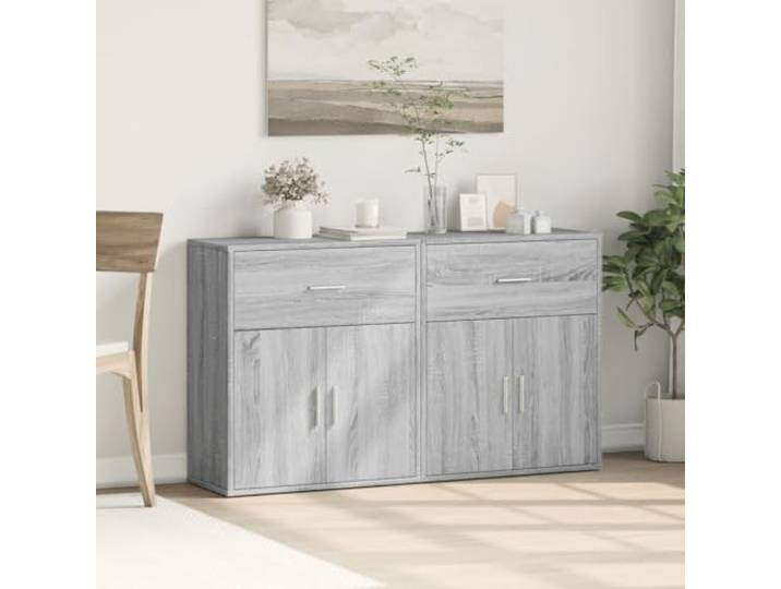 RJPLMFV Anrichte 2-teilig Sonoma grau 60 x 31 x 70 cm Holz Ingenierie Stabile Aufbewahrung, leicht zu reinigen, glatte Oberfläche, Wandbefestigung erforderlich
