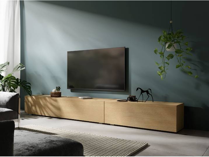 Meuble tv-hifi KINGSTON 2 portes battantes 245 cm chêne