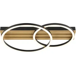 BRILLIANT Deckenleuchte Calma LED, 54x37 cm, 3000 lm, 3000 K, dimmbar, Holzpaneel
