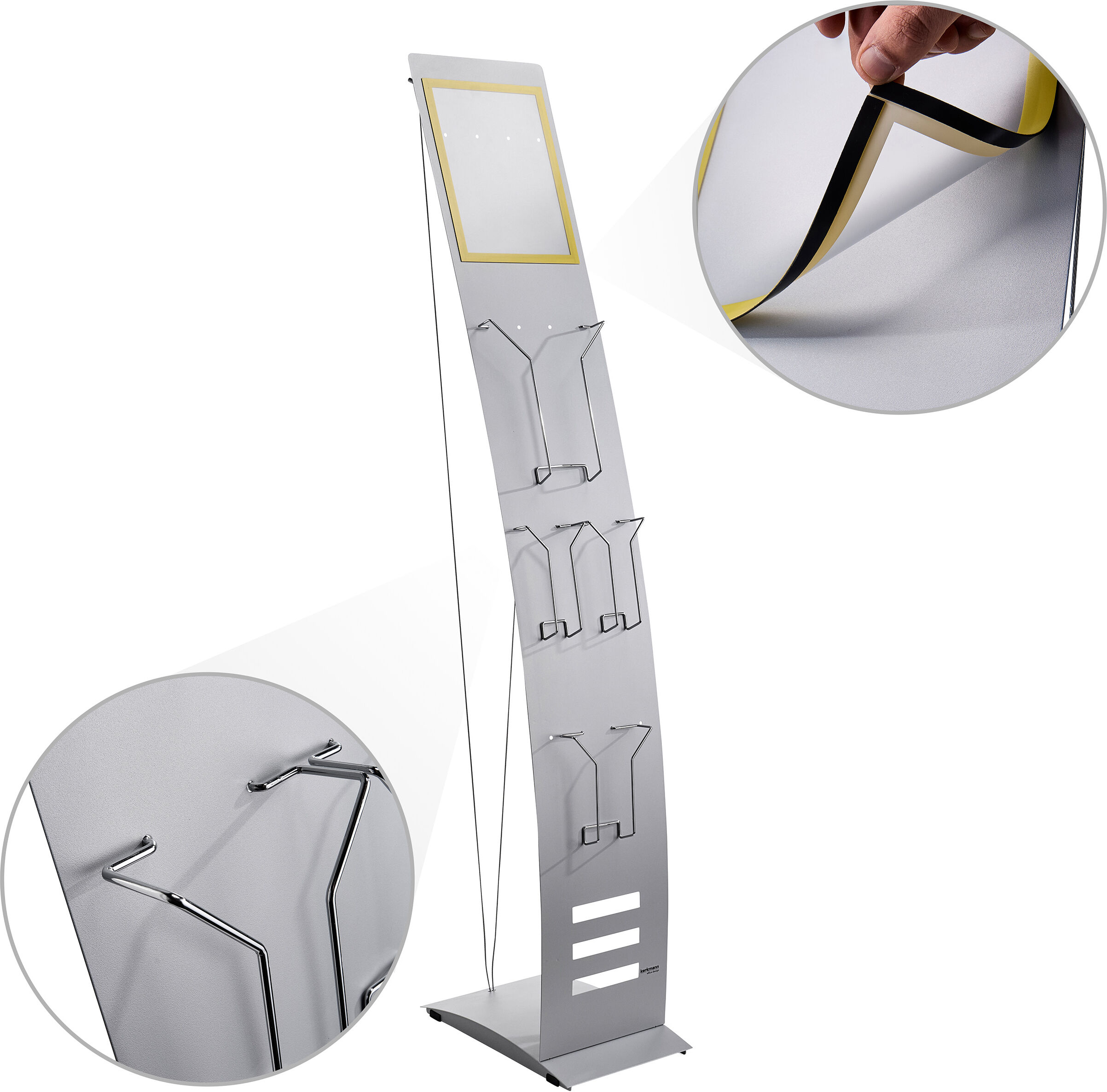 Kerkmann Porte-brochure TEC-ART support étroit sans compartiments, métal, argent