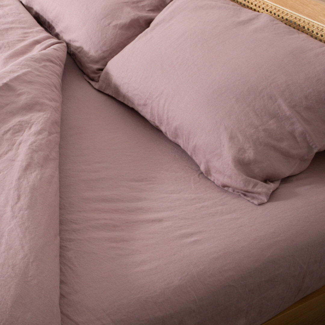 Highland Dunes 100% Linen Fitted Sheet Pink Single (3')
