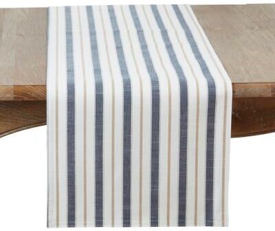 Saro Lifestyle Striped Farmhouse Table Runner - Decorative Runner for Dining Tables, Rustic Kitchen Decor and Everyday Tablescapes