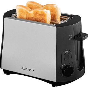 Cloer Toaster 3410, mit 6 Röststufen, silber, 825 Watt, Metall, mit Brötchenaufsatz, für 2 Scheiben