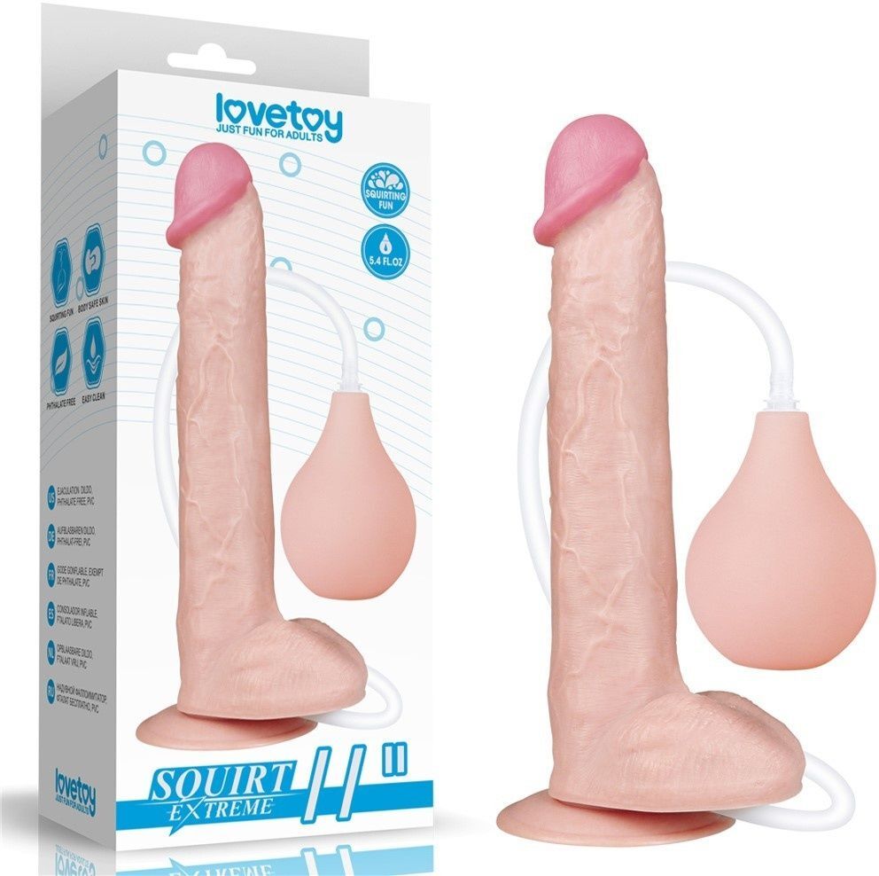Lovetoy Gode Ventouse avec Testicules qui Ejacule - 28 cm