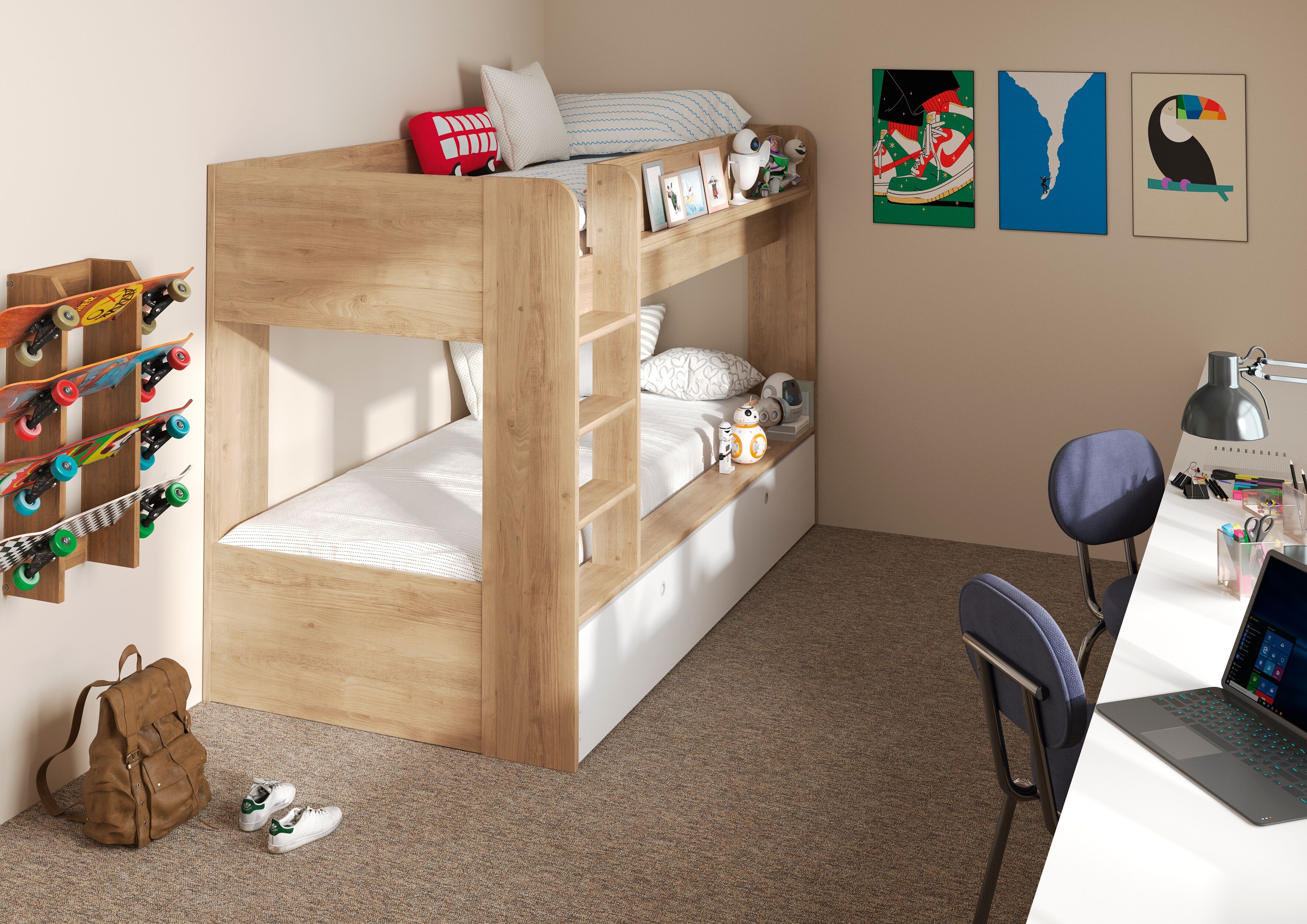Etagenbett GAMI "ETAGENBETT MATIS", braun (kastanie natur nachbildung, kastanie natur nachbildung, kastanie natur nachbildung), B:109cm H:142cm L:205cm, ABS Kanten, Etagenbetten, Etagenbett, Praktisches Etagenbett kastanie natur nachbildung, kastanie natu
