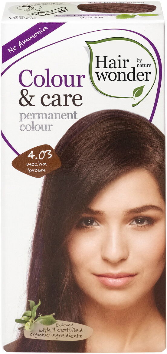 100ml Hairwonder Colour & Care permanent colour 4.03 mocha brown