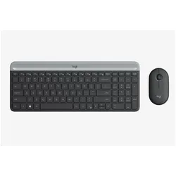Logitech MK470 Kabellose Tastatur und Maus, Graphite Sp., US (Eng. Int., Kabellos), Tastatur, Schwarz, Grau