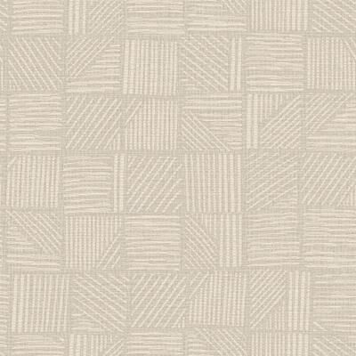 York Wallcoverings - Chiseled Patchwork Neutral Faux Fabric Wallpaper
