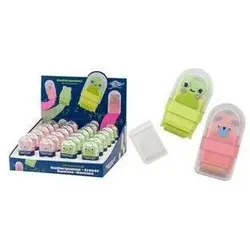 Wedo, Korrekturmittel, Kunststoff-Radierer Clean Animal, 24er Display im Tierdesign Frosch & Bär, integrierte Rolle nimmt