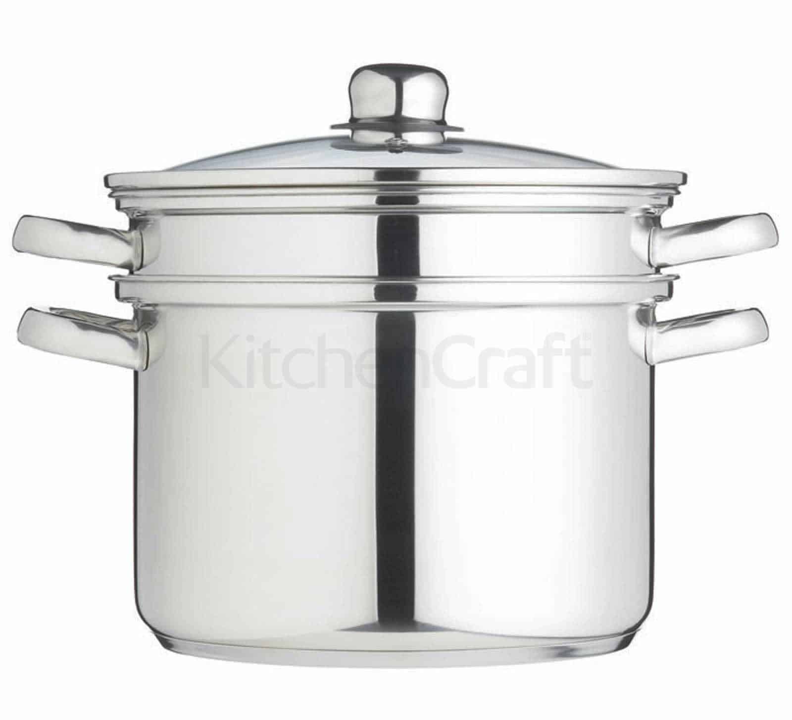KitchenCraft Braadpan INOX met deksel, roestvrij staal, 20 cm diameter, geschikt voor inductie
