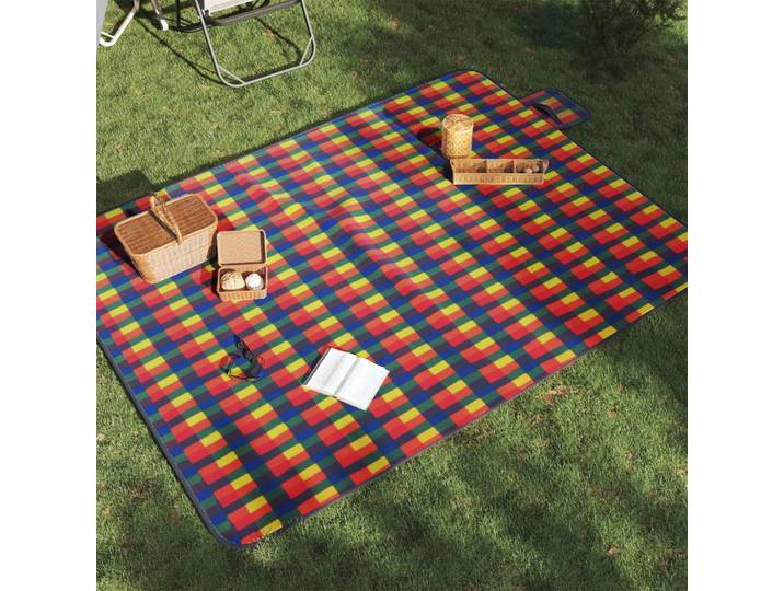 vidaXL Picknickdecke Faltbar Mehrfarbig Kariert 200x150 cm Samt