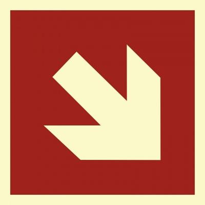 Aufkleber Richtungsangabe schräg DIN ISO 3864, Folie, rot/nachl., 160-mcd, 300x300 mm