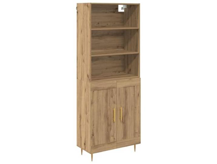 KGFHERENB Highboard 2-teilig Artisan-Eiche 69,5x34x180cm Holzwerkstoff Stilvoller Schrank mit goldenen Metallbeinen für Esszimmer und Wohnzimmer. Flexibler Stauraum für Geschirr und Dekoration.