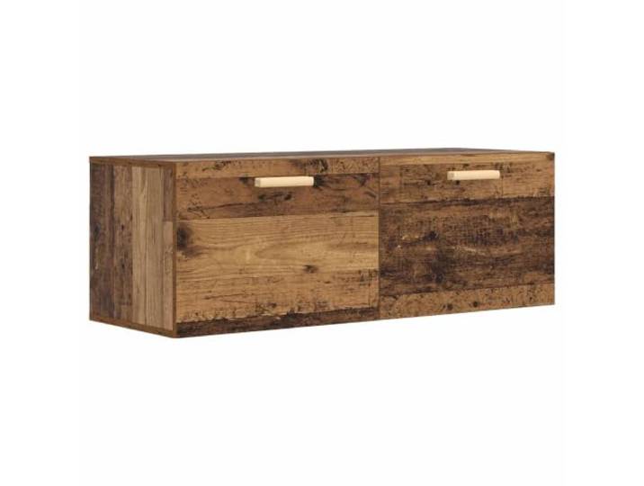 QINXIXINAIXI Wandschrank Altholz 100 x 36,5 x 35 cm Holzwerkstoff Wandmontage, 90°-Schwenkband, Tür beidseitig montierbar, zwei große Fächer, feucht abwischbar, modernes Design