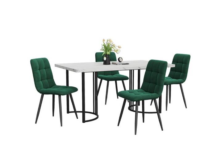 Ensemble de salle à manger (5 pièces) Table de salle à manger avec 4 chaises Ensemble de table de cuisine moderne 140×80cm Table