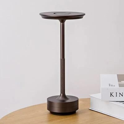 Inspired Living LumiNord Rechargeable Table Lamp Touch Bedside Lamp With Modern Nordic Design mocha