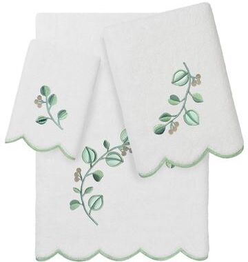 Authentic Hotel and Spa 100% Turkish Cotton WILD BRANCH Scallop Embellished Towel Collection