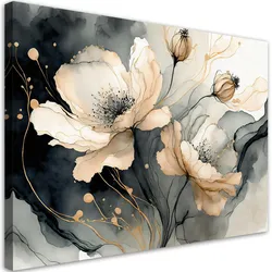 WANDBILD blumen aquarell beige
