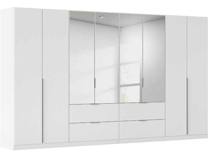 Drehtürenschrank, Holzwerkstoff, Alpinweiß, 360×229×54 cm, Mit Außenschubkästen, Modern, Rauch