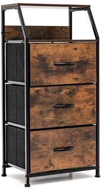 Costway Freestanding Cabinet Dresser with Wooden Top Shelves-M