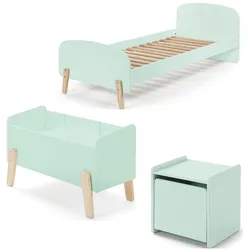 KINDERZIMMER Set Karilynn 3 Massivholz+MDF mintgrün