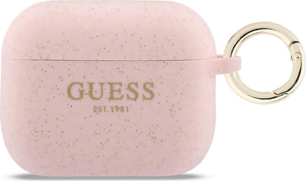 Guess Silicone Glitter Case voor AirPods Pro 3, roze