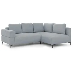 ECKSOFA Cardea in Bubble-Optik aus weichem Grau Strukturstoff mit hohem Sitzkomfort - Ottomane rechts