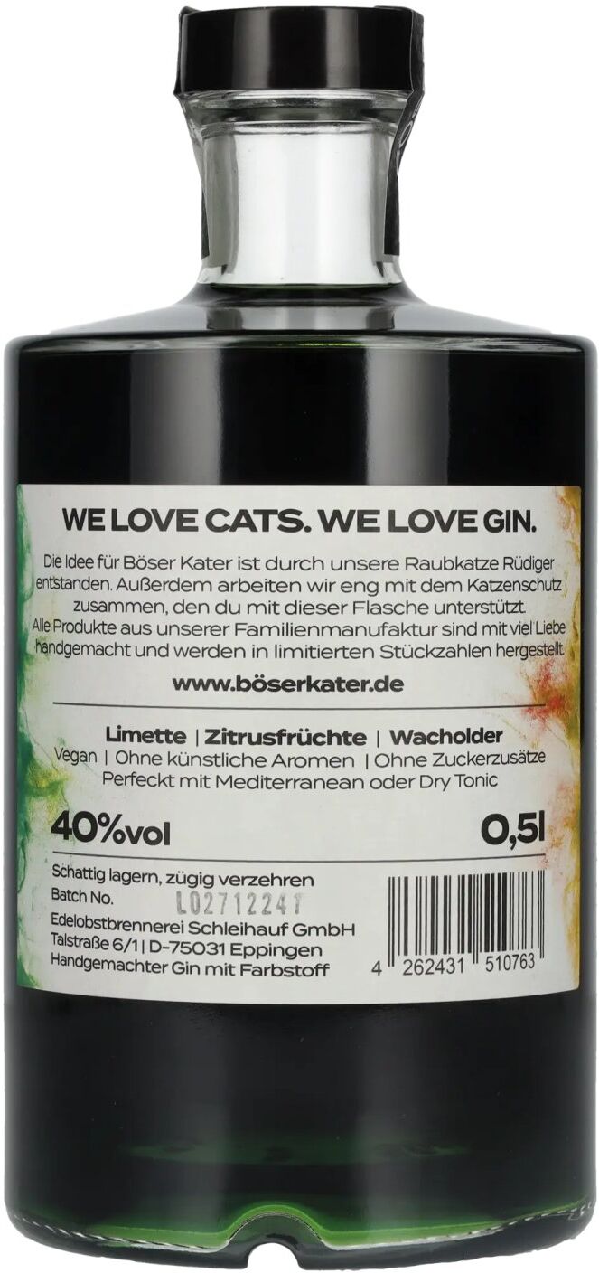 BÖSER KATER Magic Green Gin 40% Vol. 0,5l