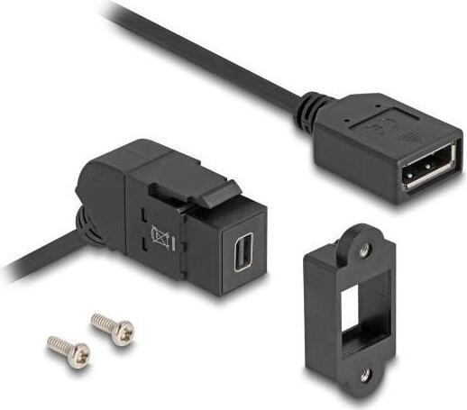 Delock Keystone-module Mini DisplayPort naar DisplayPort, 45 graden gekanteld, met 30 cm kabel, 8K 30 Hz, zwart