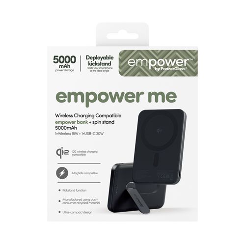 PanzerGlass empower Powerbank w. Spin Stand 5000mAh Space Black