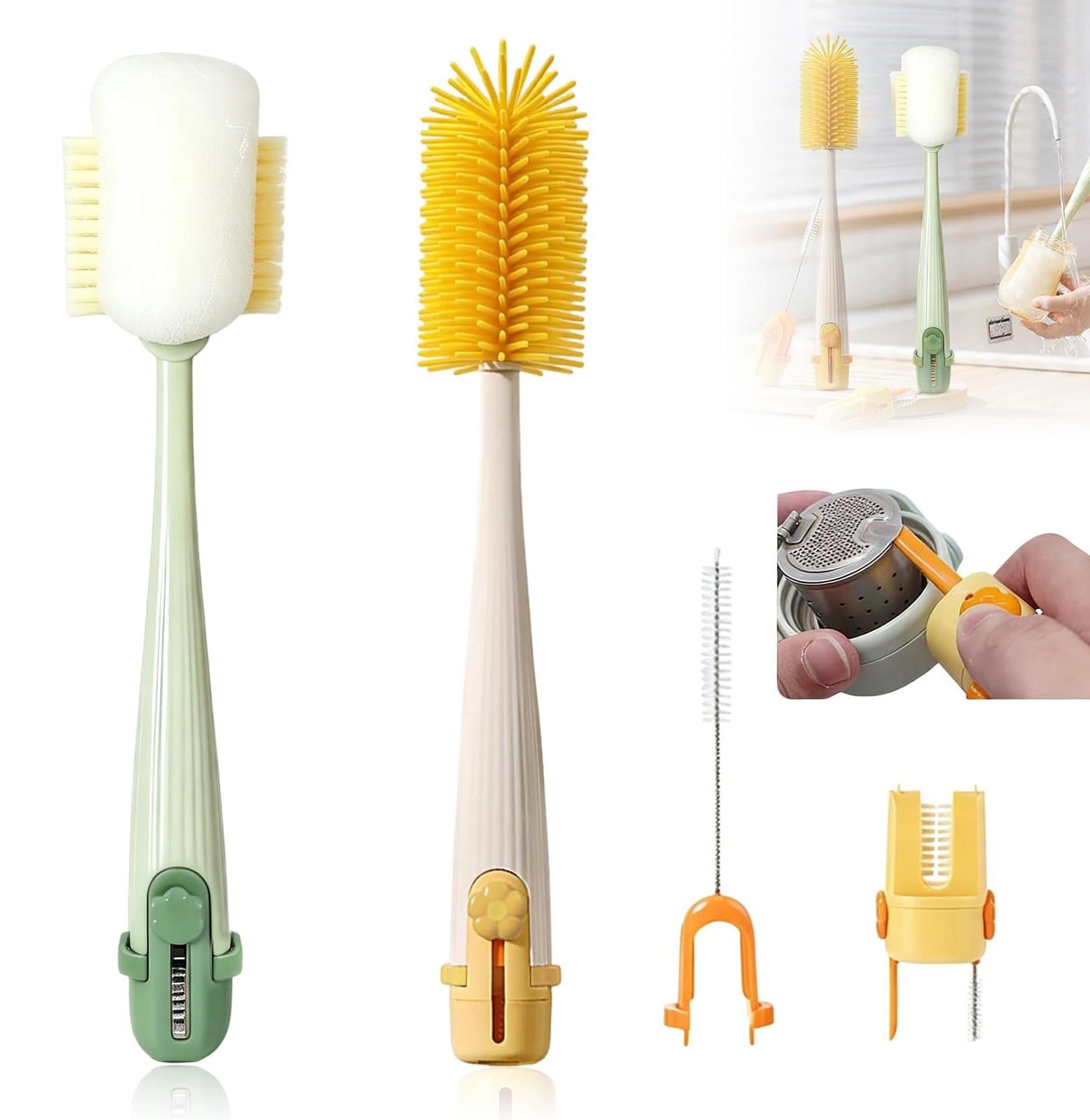 Dripio Set van 2 siliconen flessenborstels 5-in-1 met accessoires