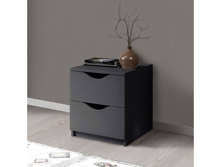Nachttisch Jutai H:45cm/B:40cm/T:42cm Dunkelgrau mit Schubkasten